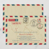 Invitation World Traveller Airmail | Fête des mariées (Devant / Derrière)