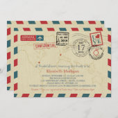 Invitation World Traveller Airmail | Fête des mariées (Devant / Derrière)