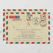 Invitation World Traveller Airmail | Fête des mariées (Devant / Derrière)