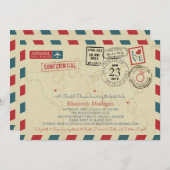 Invitation World Traveller Airmail | Fête des mariées (Devant / Derrière)