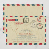 Invitation World Traveller Airmail | Fête des mariées (Devant / Derrière)