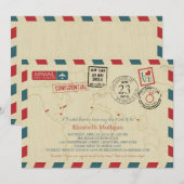 Invitation World Traveller Airmail | Fête des mariées de New  (Devant / Derrière)