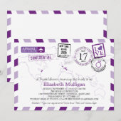 Invitation World Traveller Airmail | Fête des mariées du Mary (Devant / Derrière)