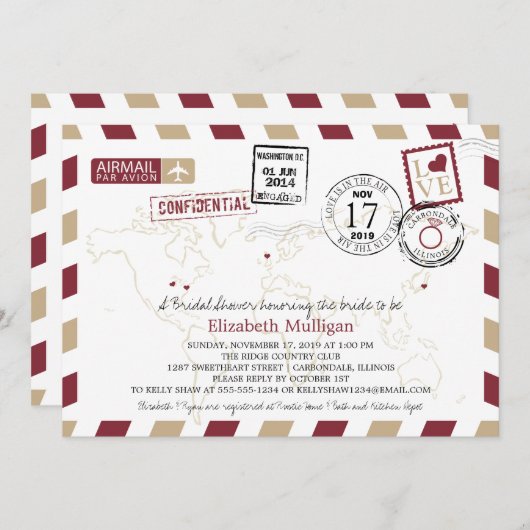 Invitation World Traveller Airmail Washington DC Fête des mar (Devant / Derrière)