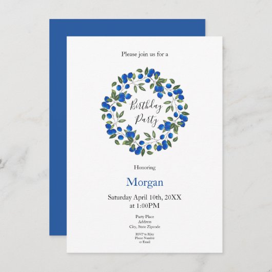 Invitation Wreath Blueberries (Devant / Derrière)