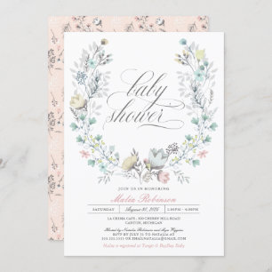 Invitation Wreath botanique Sexe neutre Baby shower