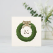 Invitation Wreath Boxwood Avec Bow Rustique Personnalisé Mono (Debout devant)
