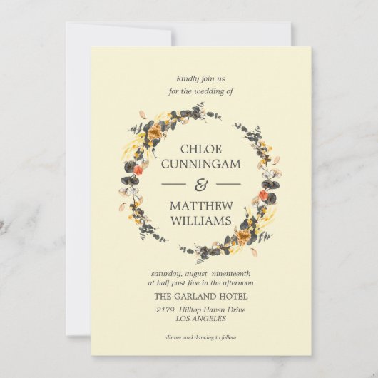 Invitation Wreath d'automne | Mariage moderne (Devant)