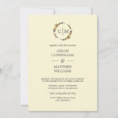 Invitation Wreath d'automne | Mariage Monogramme moderne (Devant)