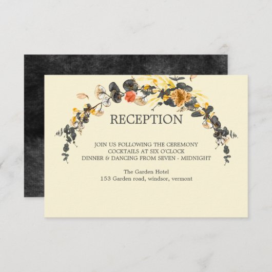 Invitation Wreath d'automne | RÉCEPTION de mariage moderne (Devant / Derrière)