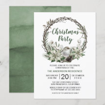 Wreath d'hiver Poinsettia & Bird Christmas