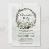 Invitation Wreath d'hiver Poinsettia & Bird Christmas (Devant)