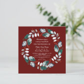 Invitation Wreath d'hiver Whimsical Mariage de Bourgogne (Debout devant)