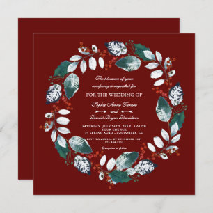 Invitation Wreath d'hiver Whimsical Mariage de Bourgogne
