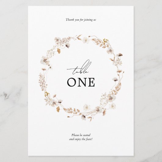 Invitation Wreath Floral Boho moderne séché Nom de la table (Devant)