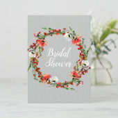 Invitation Wreath Florale hiver rustique Fête des mariées mod (Debout devant)