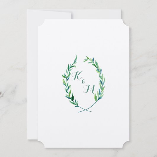 Invitation Wreath Laurel Olive Leaf Branche Moderne Simple (Dos)