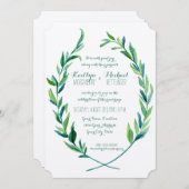 Invitation Wreath Laurel Olive Leaf Branche Moderne Simple (Devant / Derrière)