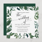 Invitation Wreath Mariage d'aquarelle BOHO Foliing | Carré (Devant / Derrière)