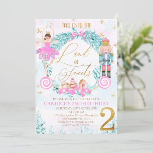 Invitation Wreath Nutcracker land de Sweets 2e anniversaire (Debout devant)