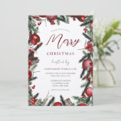 Invitation Wreath Office Fête de Noël Champagne Shimmer (Debout devant)