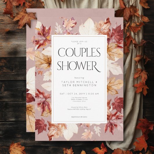 Invitation Wreath rustique de automne laisse vin Couples Douc
