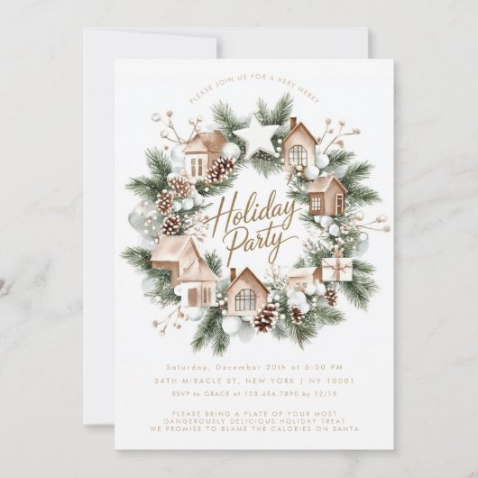 Invitation Wreath Rustique Maisons Cabine Minimaliste (Devant)