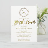 Invitation Wreath simple or blanc monogramme (Debout devant)