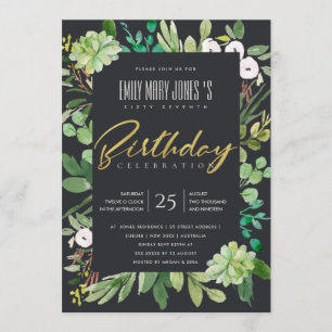 INVITATION WREATH WATERCOLOR NOIR FOLIAGE TOUT ÂGE ANNIVERSAI