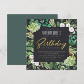 INVITATION WREATH WATERCOLOR NOIR FOLIAGE TOUT ÂGE ANNIVERSAI (Devant / Derrière)