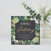 INVITATION WREATH WATERCOLOR NOIR FOLIAGE TOUT ÂGE ANNIVERSAI (Debout devant)