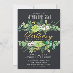 INVITATION WREATH WATERCOLOR NOIR FOLIAGE TOUT ÂGE ANNIVERSAI