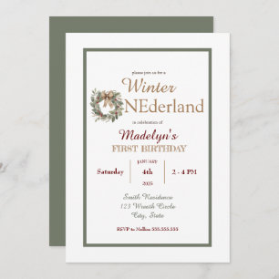 Invitation Wreath Winter ONE derland Enfants Premier annivers