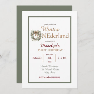Invitation Wreath Winter ONE derland Enfants Premier annivers