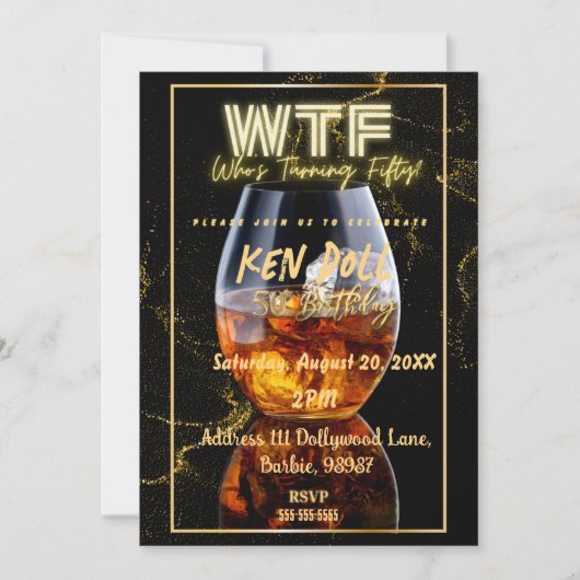 Invitation WTF Fifty Men's 50th Birthday Party Download (Devant)