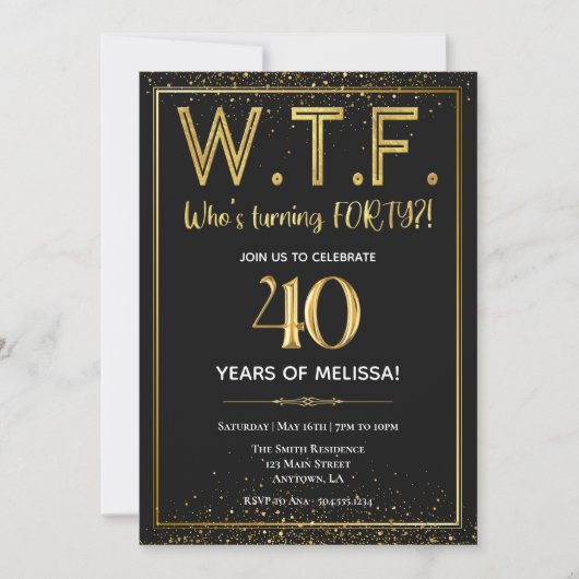 Invitation WTF, Invitation 40e Anniversaire, Quara (Devant)