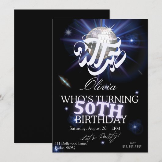 Invitation WTF Who’s Turning 50 Funny 50th Birthday Sarcastic (Devant / Derrière)