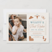 Invitation WYNONA Brûlé Orange Bleu Cowboy 1er Rodéo Annivers (Devant)