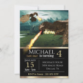 Invitation Wyvern Dragon Fire Brething Castle Anniversaire (Devant)