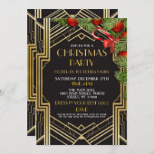 Invitation X-Mas Gold Art Déco des années 1920 (Devant / Derrière)