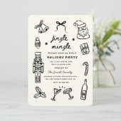 Invitation Xmas Party Holiday Hand Drawn Funky Handwritting (Debout devant)