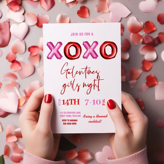 Invitation XOXO ballon en feuille Galentines filles Invitatio