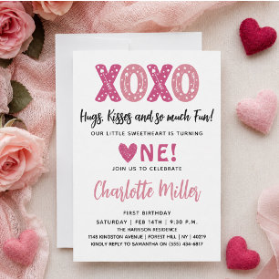 Invitation XOXO Câlins et Baisers Saint-Valentin 1er Annivers