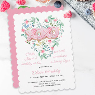 Invitation XOXO Cookie rose Petite amoureuse Florale Annivers