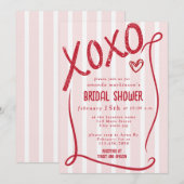 Invitation XOXO Dessin à la main Fête de mariage rose pour fu (Devant / Derrière)