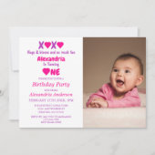 Invitation XOXO Embrasse et embrasse 1er anniversaire (Devant)