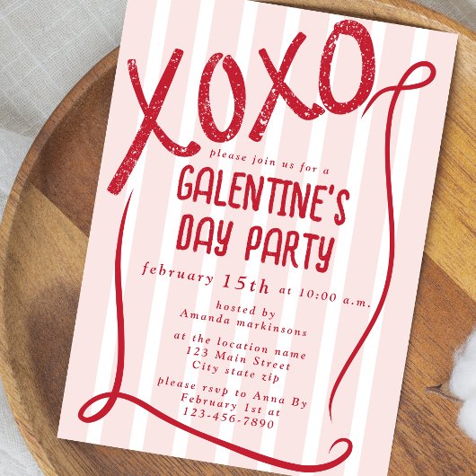Invitation XOXO Hand Drawn Galentine’s Day Party