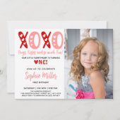 Invitation XOXO Hugs & Kisses Saint Valentin 1er anniversaire (Devant)