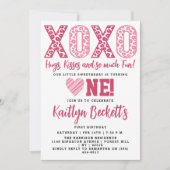 Invitation XOXO Hugs & Kisses Saint Valentin 1er anniversaire (Devant)