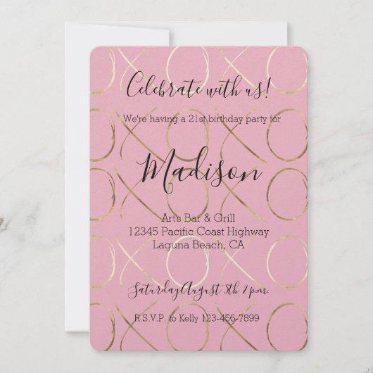 Invitation XOXO Or rose (Devant)